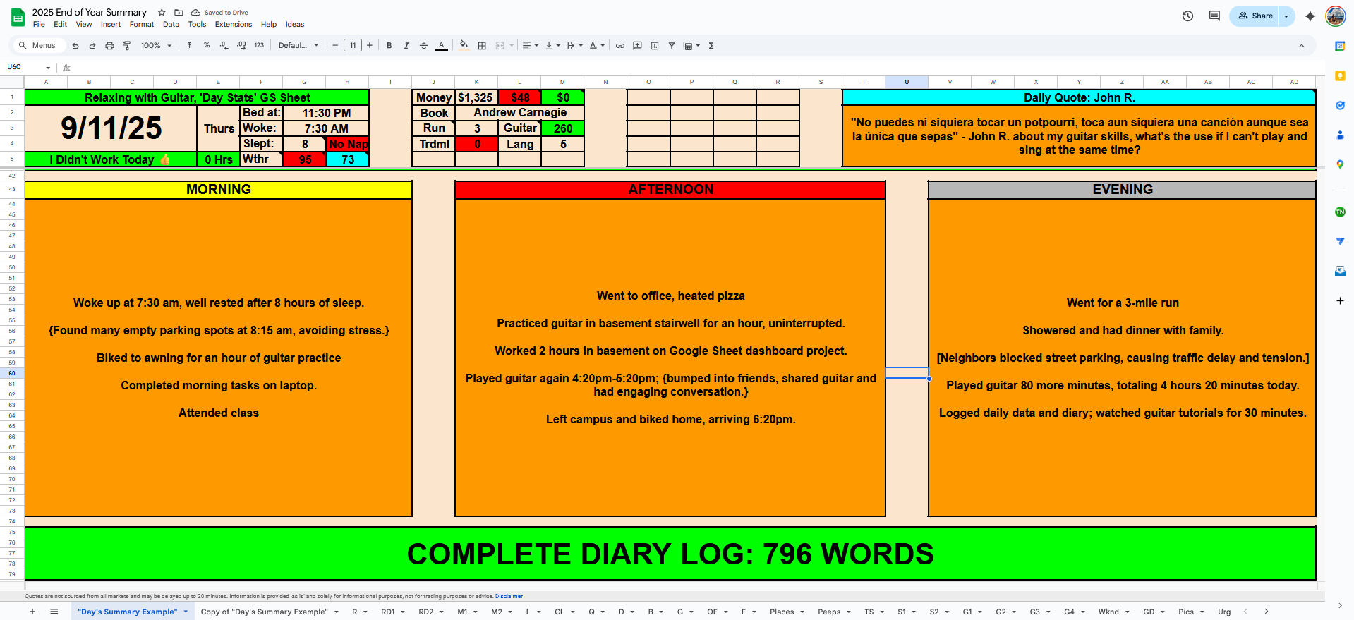 Condensed Diary Log generated using GAS and ChatGPT API